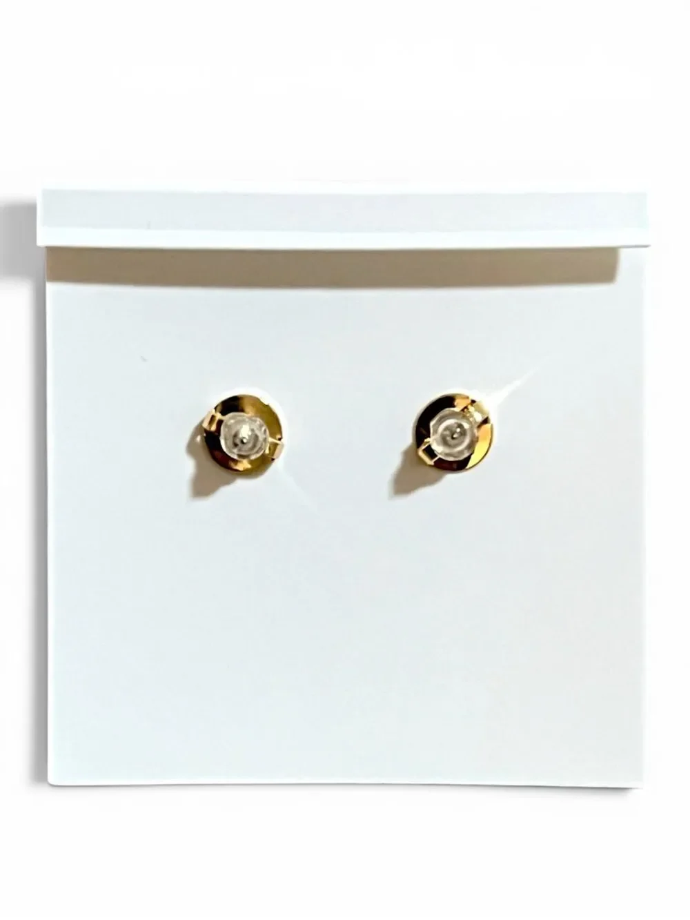 Tory Burch Gold Tone White Pearl Drop Logo Earrings